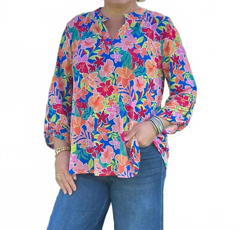 NEW DEAR SCARLETT lizzy top in royal blue floral
